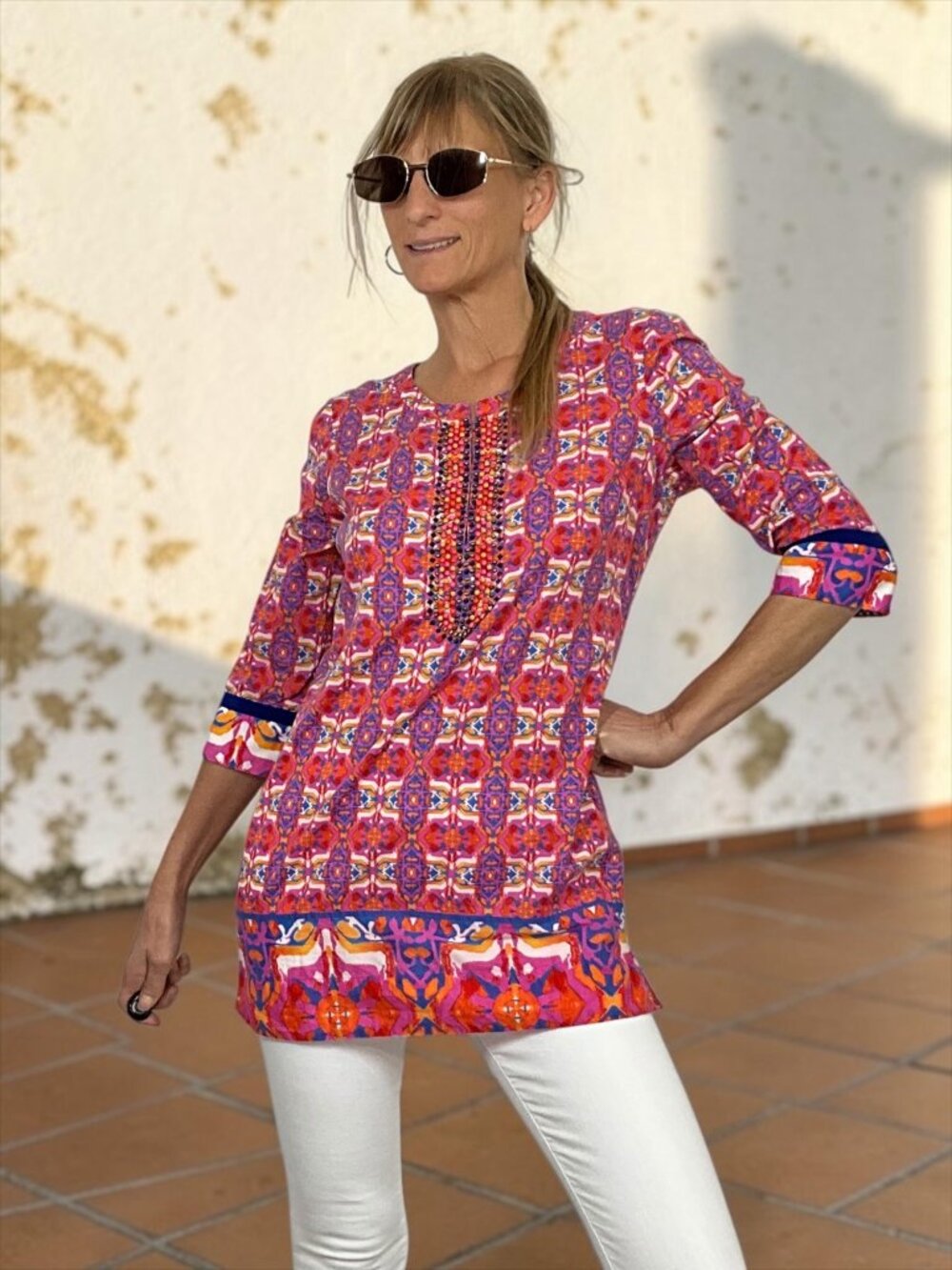 Robert Graham Womens Meli Printed Woven Tunic Top S Coverup